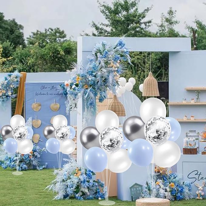 Baby Blue and Silver Balloon Stand Centerpiece Table Decorations - Image 7
