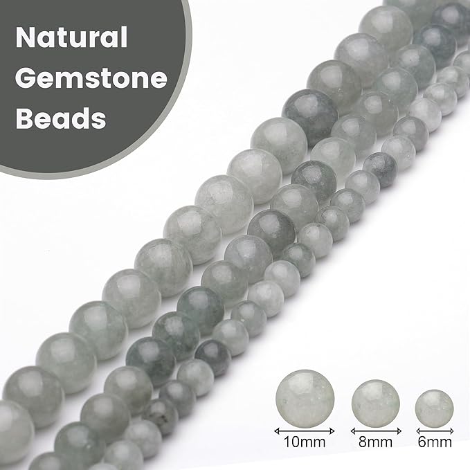 10mm Natural Stone Beads for Jewelry Making, Burmese Jade Polished Smooth Round - Image 3