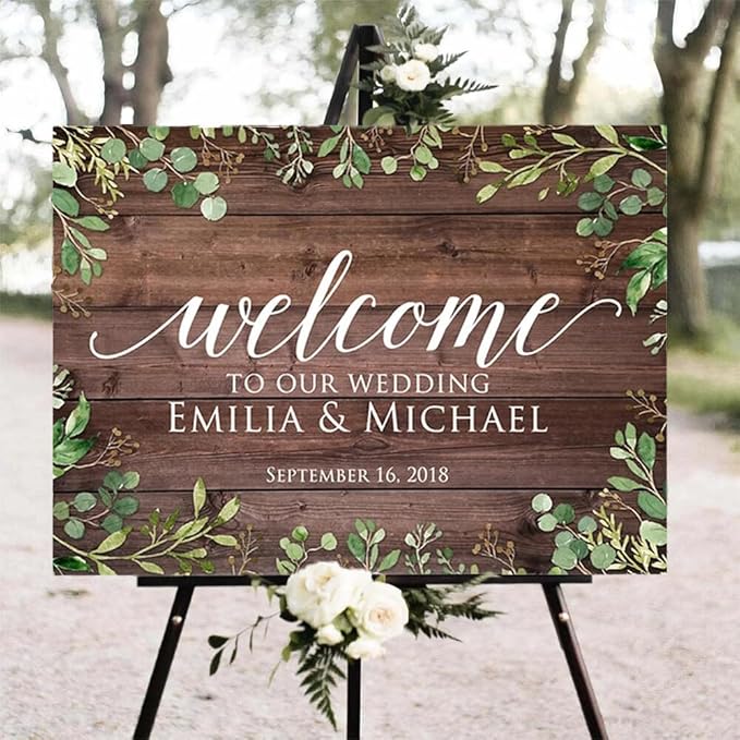 Greenery Wedding Welcome Sign, Eucalyptus Wedding Sign, Botanical Welcome - Image 2