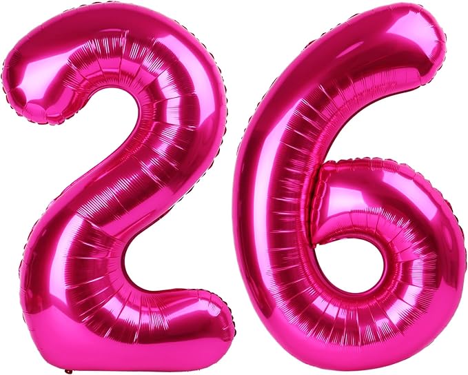 40 Inch Hot Pink 26 Number Balloon by Upgesy