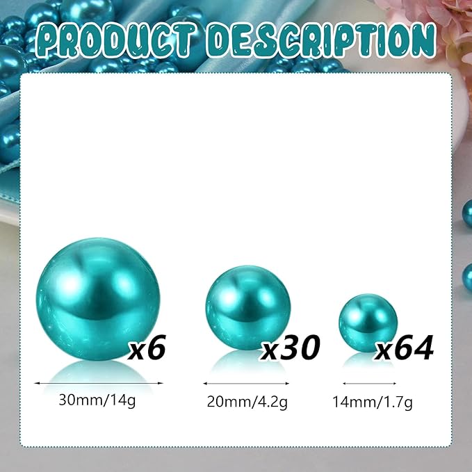 100PCS Lake Blue Faux Pearls Beads - Image 2