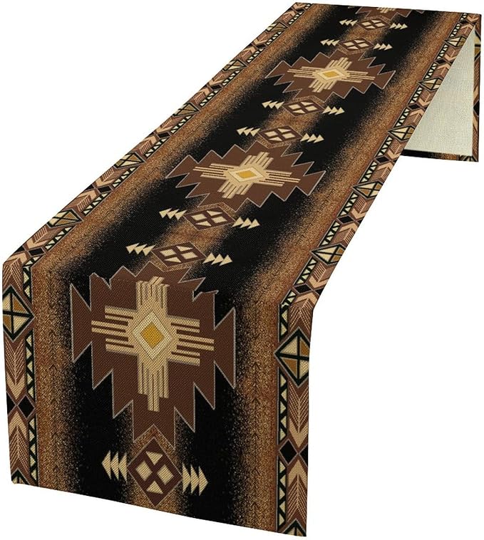 Aztec Table Runner Southwestern Native Vintage Geometric Pattern Table Runner by ICMOLYYENLO