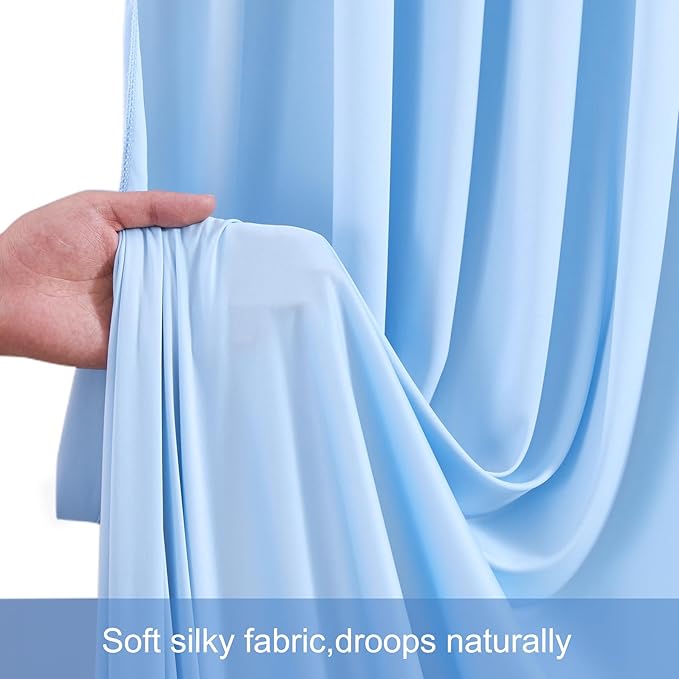 40ft x 12ft Baby Blue Backdrop Curtains Wrinkle Free Backdrop Curtain - Image 6