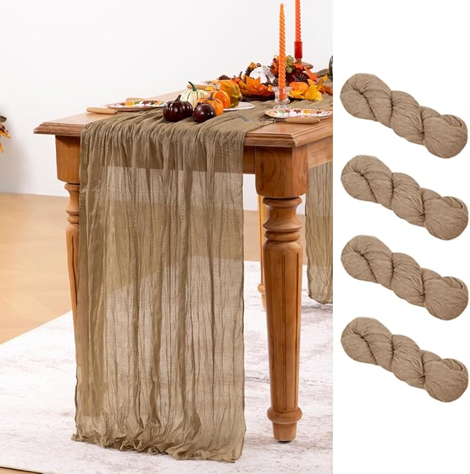 Nude Cheesecloth Table Runner 4 Pack Fall Table Runners Boho Gauze 120 Inches by DeZerlor