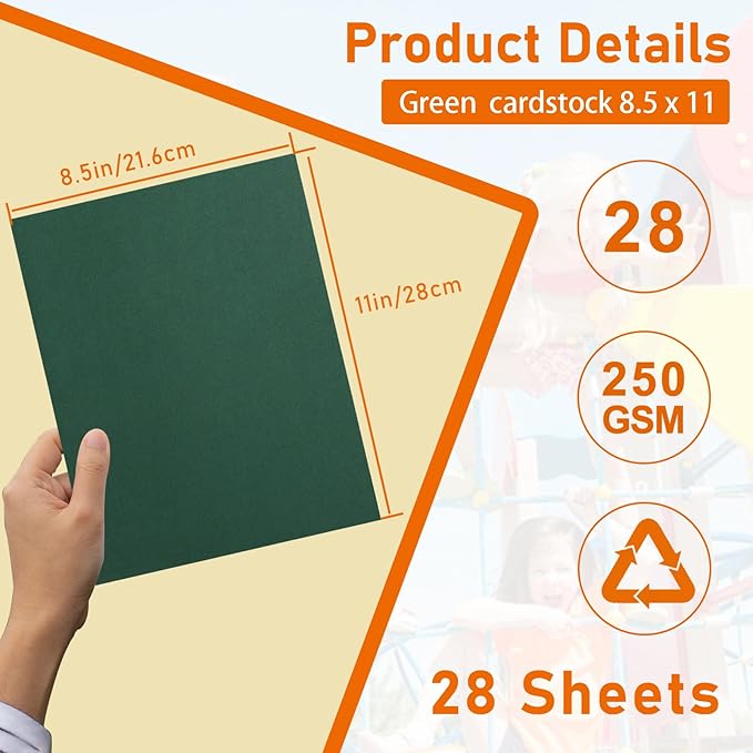 28 Sheets Dark Green Cardstock 8.5 x 11 Craft Paper, 92lb Premium Christmas - Image 2