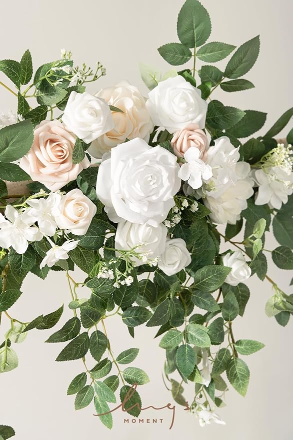 Ling's Moment 6.5FT Artificial Wedding Arch Flowers, Backdrop Floral Garland - Image 5