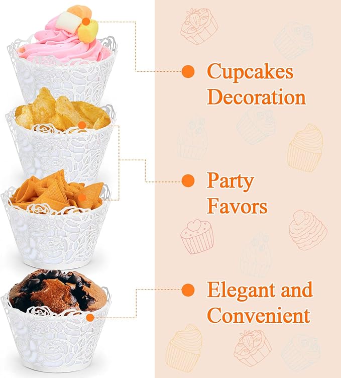 GWHOLE White Cupcake Wrappers - Image 5