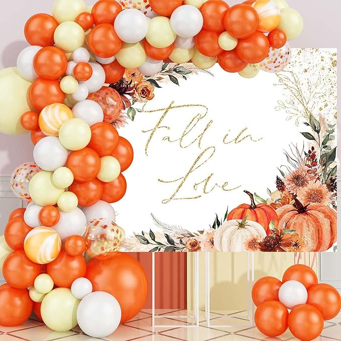 Mocsicka Fall in Love Bridal Shower Backdrop Boho Autumn Leaves Pumpkin Briddal - Image 3