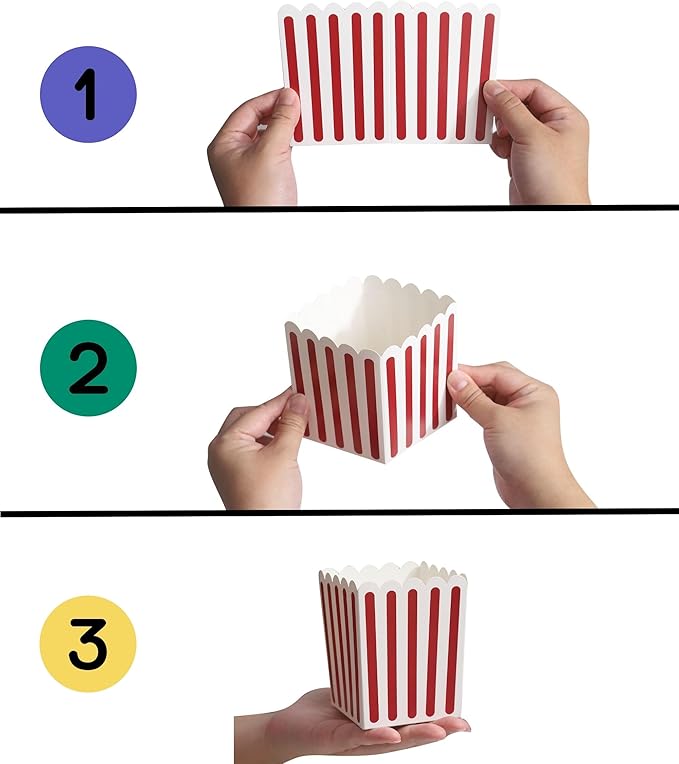 Winoo Design 100 PK Mini Popcorn Boxes Bulk Paper Popcorn Bowl Containers - Image 3