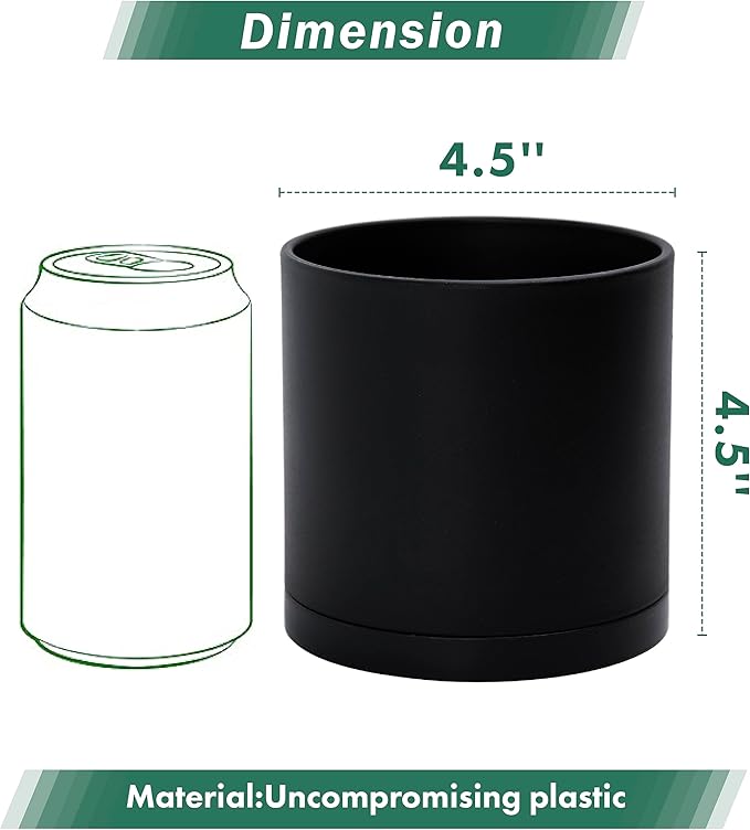 D'vine Dev 4 Pack 4.5 Inch Modern Plastic Plant Pots, Small Garden Planters - Image 2