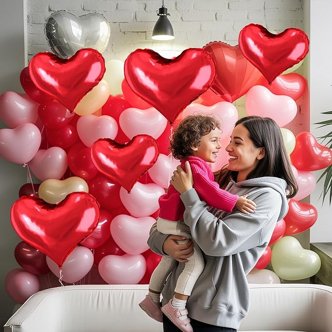 24 Inch Red Heart Balloons, Heart Shaped Valentines Foil Balloons - Image 8