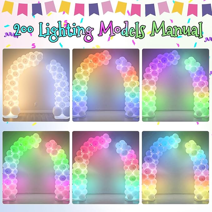 AerWo Lighted Balloon Arch Kit 8.2FT & 6FT, Free Bending Top Half Balloon Arch - Image 3