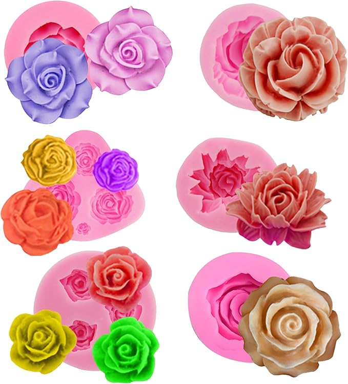 6 Pack Flower Molds by ESEENSSiliconeMolds