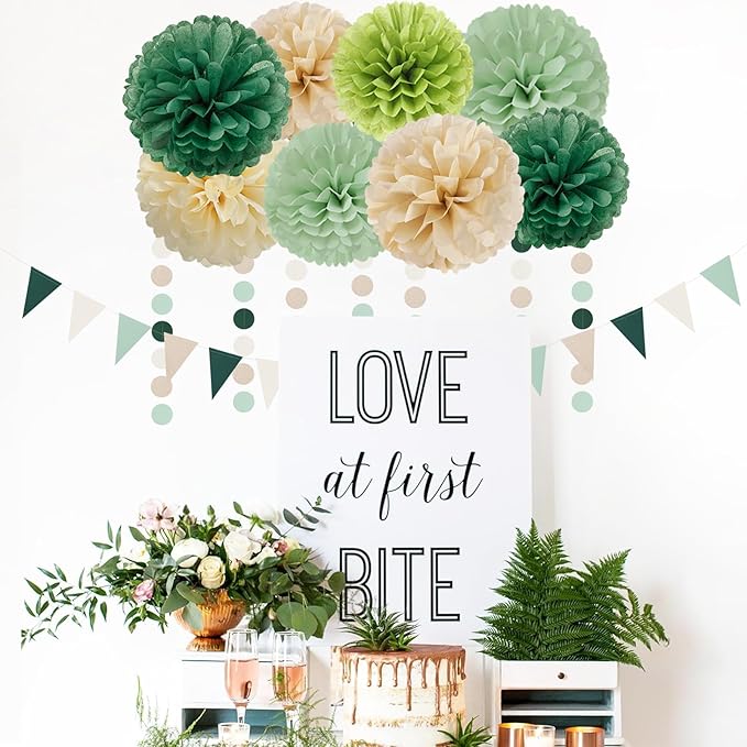 Sage-Olive Green Champagne-Gold Party Decorations - Image 5