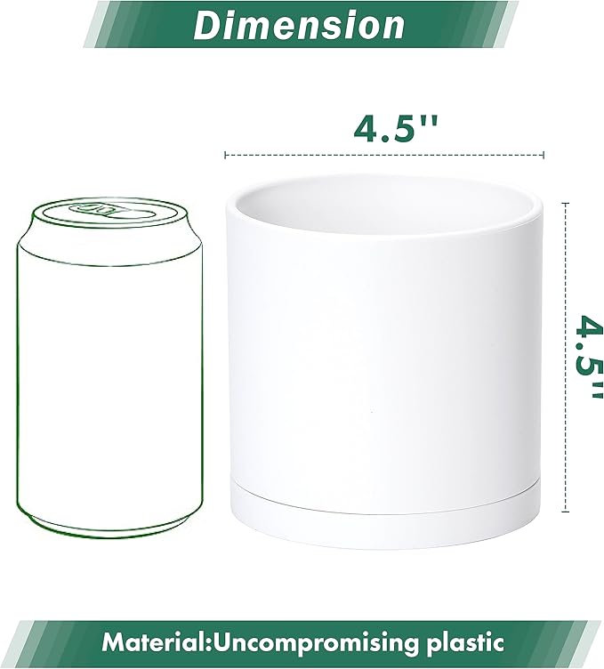 D'vine Dev 6 Pack 4.5 Inch Modern Plastic Plant Pots, Small Garden Planters - Image 2