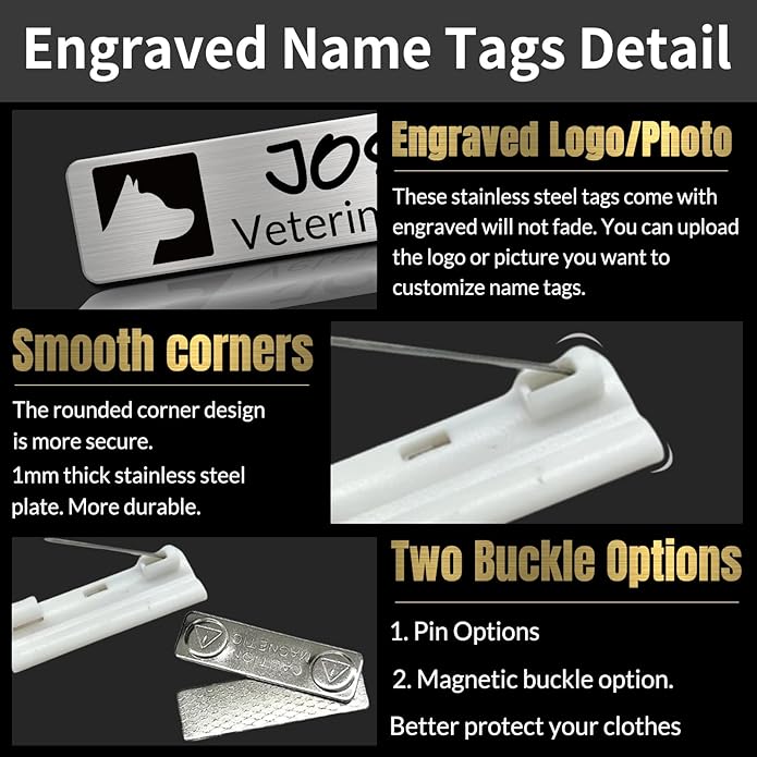 Custom Engrave Name Tag Badges Personalized Magnetic Name Badges - Image 4