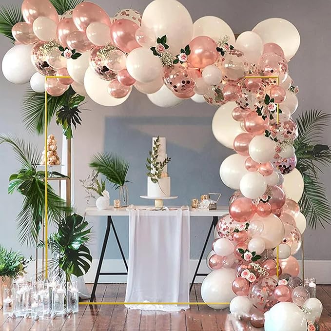 Wedding Arch Backdrop Stand 6.6x6.6 FT Gold Square Balloon Arch Frame - Image 5
