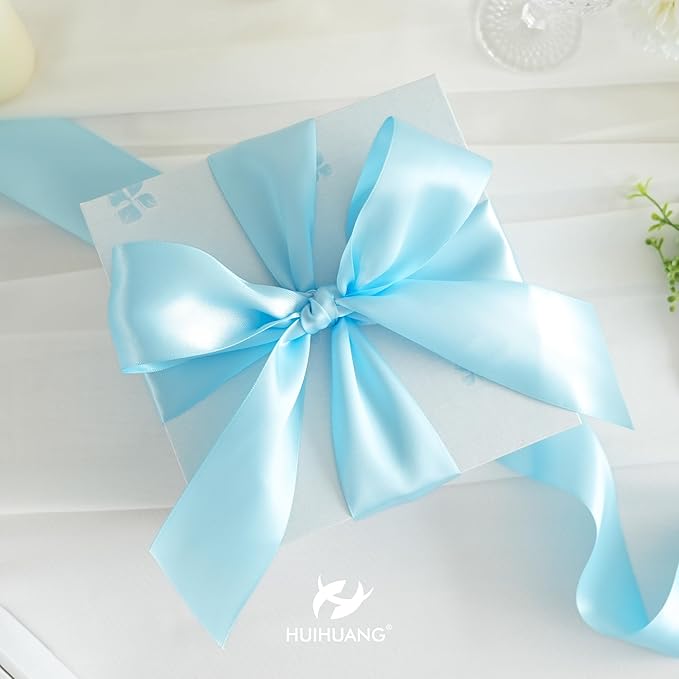 HUIHUANG Baby Blue Satin Ribbon - Image 3