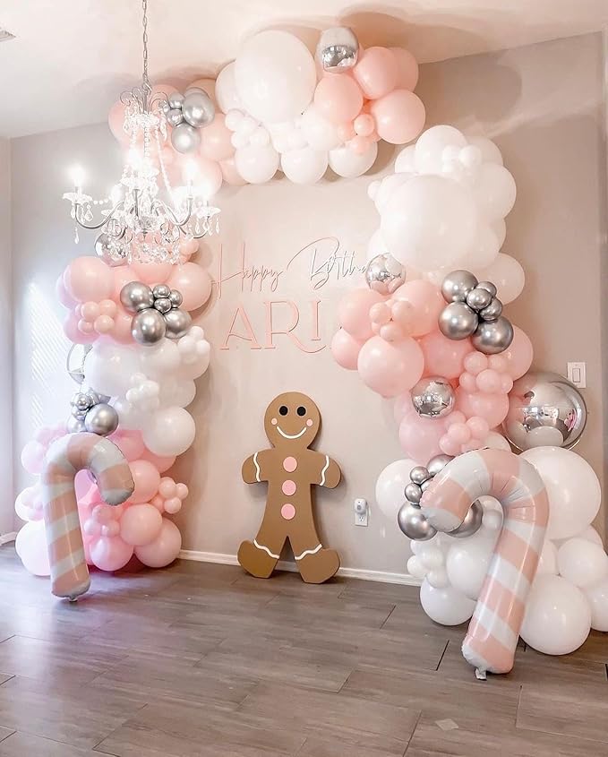 Silver Pink Balloons Garland Kit, Birthday Party, Anniversary Decorations - Image 5