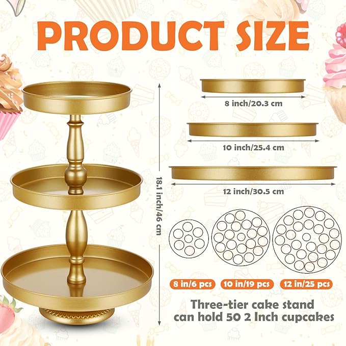 Maxdot 2 Pcs 3 Tier Cupcake Stand Holder, Round Cupcake Stand Serving Tray - Image 2