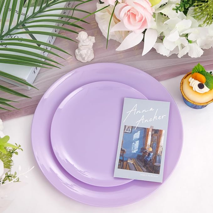 KIRE 60PCS Purple Plastic Plates Disposable - Image 9