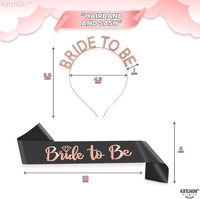 KatchOn, Rose Gold Bride To Be Sash and Bride Headband - Image 2