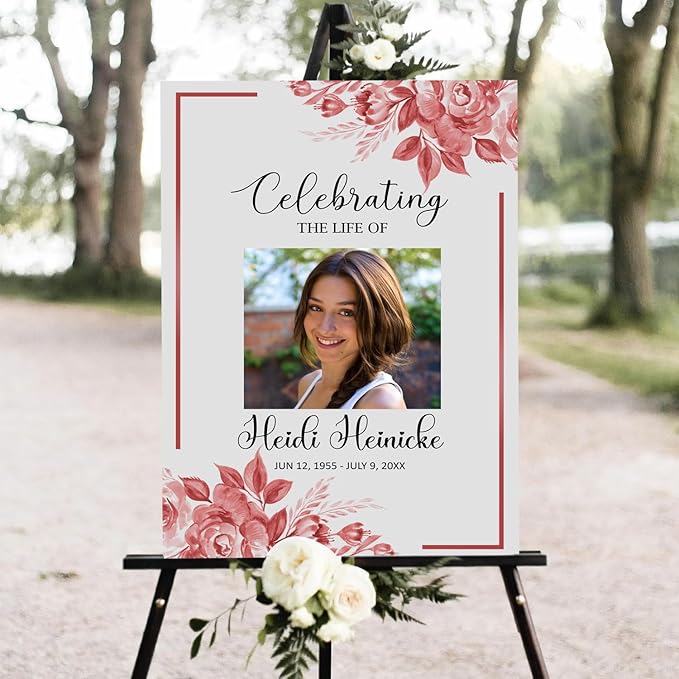 Celebrating The Life Sign Pink And White Floral In Loving Memory Blush Flower - Image 2