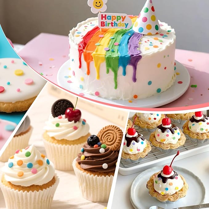 Rainbow Round Sprinkles, Birthday Confetti Edible Cake Decorations, Round - Image 3