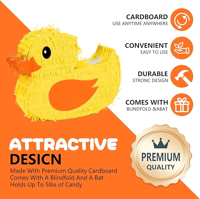 Duck Pinatas Bundle with a Blindfold and a Bat, Farm Animal Theme Parties and - Image 4