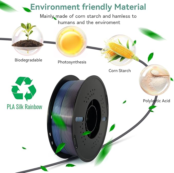 Kingroon Silk PLA Filament 1.75mm Rainbow Color Changing Filament 3D Printer - Image 7