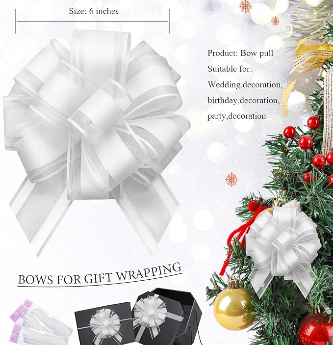 6 Pieces Large Pull Bows, 6 inches, Bow - Image 2