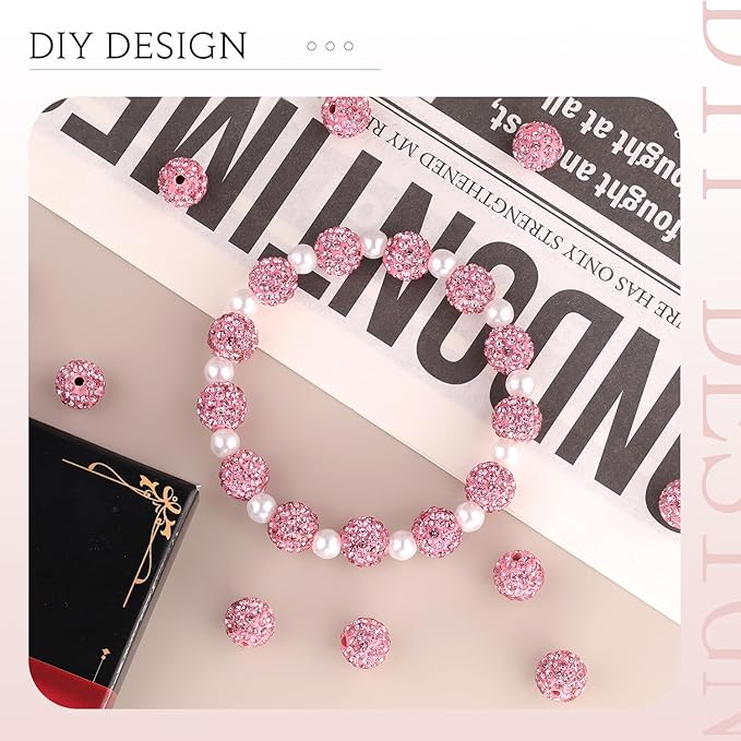 100 pcs 10mm Rhinestone Beads for Jewelry Making, Sparkle Crystal Clay - Image 4