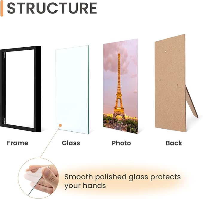 upsimples 4x6 Picture Frame Set of 3, Made of High Definition Glass - Image 3