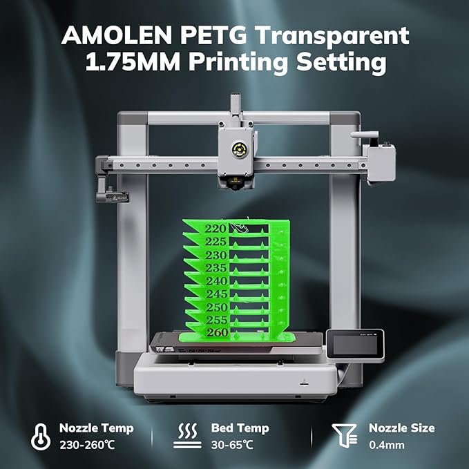 AMOLEN Rapid PETG Transparent 3D Printer Filament 1.75mm +/-0.02mm, 500mm/s - Image 3