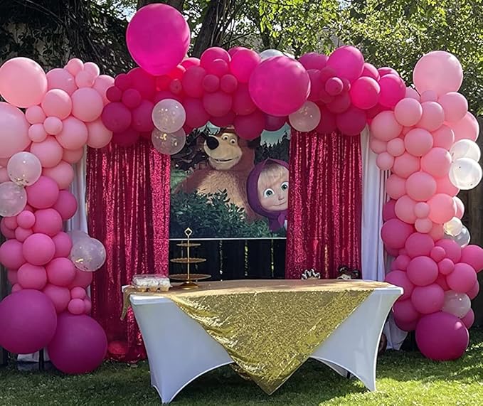 Poise3EHome Hot Pink Sequin Backdrop Curtain, 2 Panels Hot Pink Sequin Backdrop - Image 3