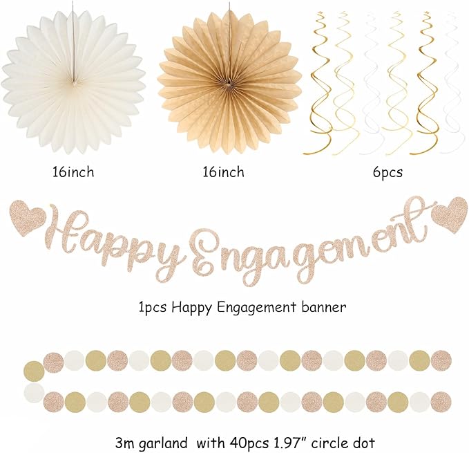 Champagne-Gold Fall Boho Happy-Engagement Party-Decorations - Image 7