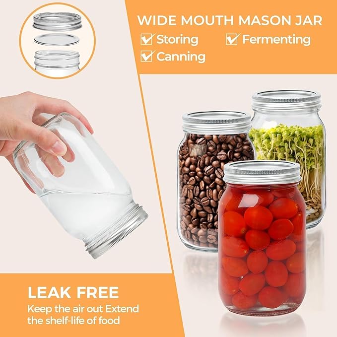 ComSaf Wide Mouth Mason Jars 32 oz - Image 3