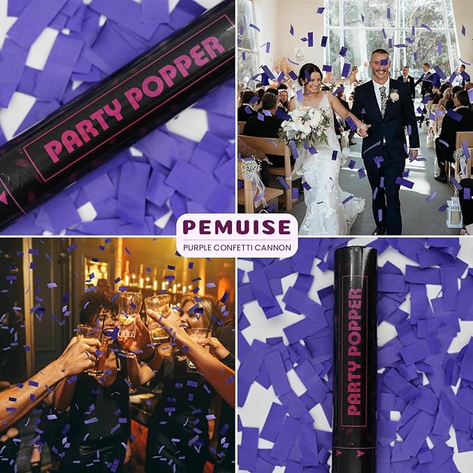 Confetti Poppers Purple Confetti Cannon 12 Pack Party Poppers Biodegradable12 - Image 4