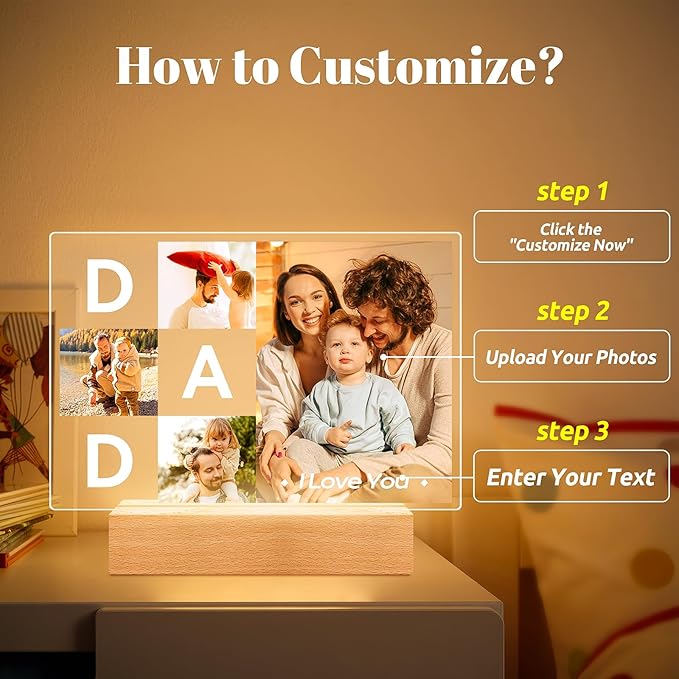 Personalized DAD Picture Frames, Customized Photo Frame - Image 2