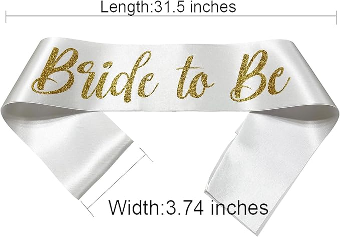Bride to Be Sash White and Gold, Bride Sash Bachelorette Party Bridal Shower - Image 2