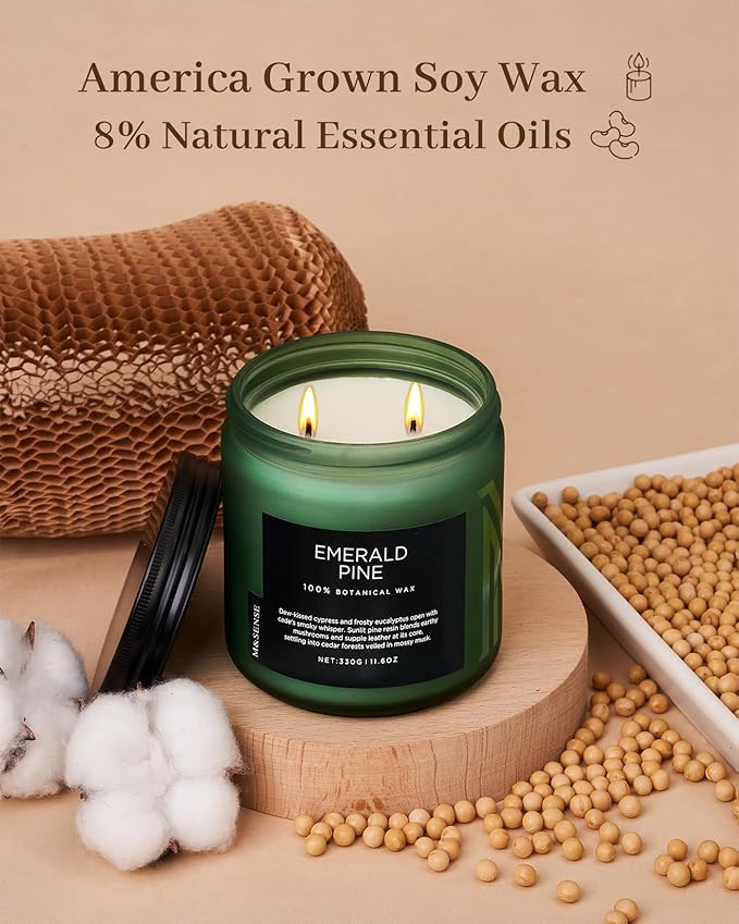 M&SENSE Pine Scented Candles Natural Soy Wax Clean Non Toxic 11.6oz 70 Hours - Image 5