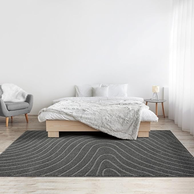 LUXE WEAVERS Modern Geometric Wave Anthracite 9x12 Area Rug - Image 9