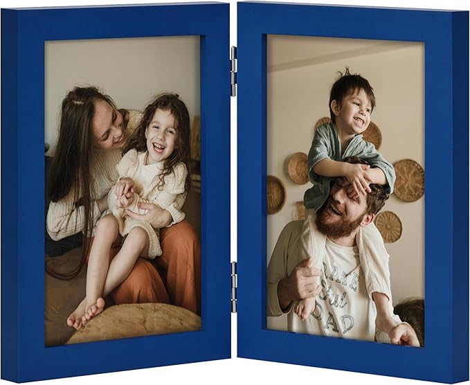 decorUhome Double 4x6 Picture Frame Vertical, Engineered Wood Bifold Photo Frame by decorUhome
