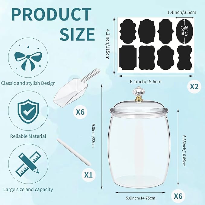 6 Pcs 64 oz Candy and Cookie Jar - Image 2