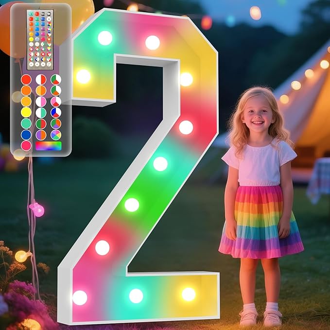 Ledido 4FT Marquee Light Up Numbers, 34 Colors Changing Marquee Numbers 4 Feet by Ledido