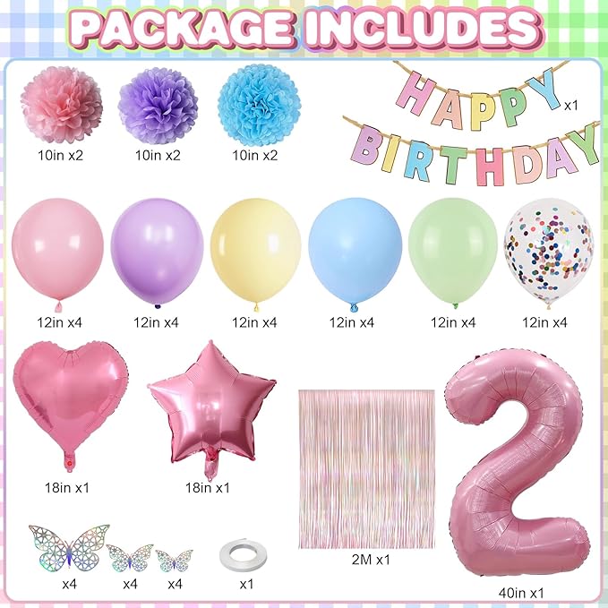 Pastel 2nd Birthday Party Decorations - Image 2