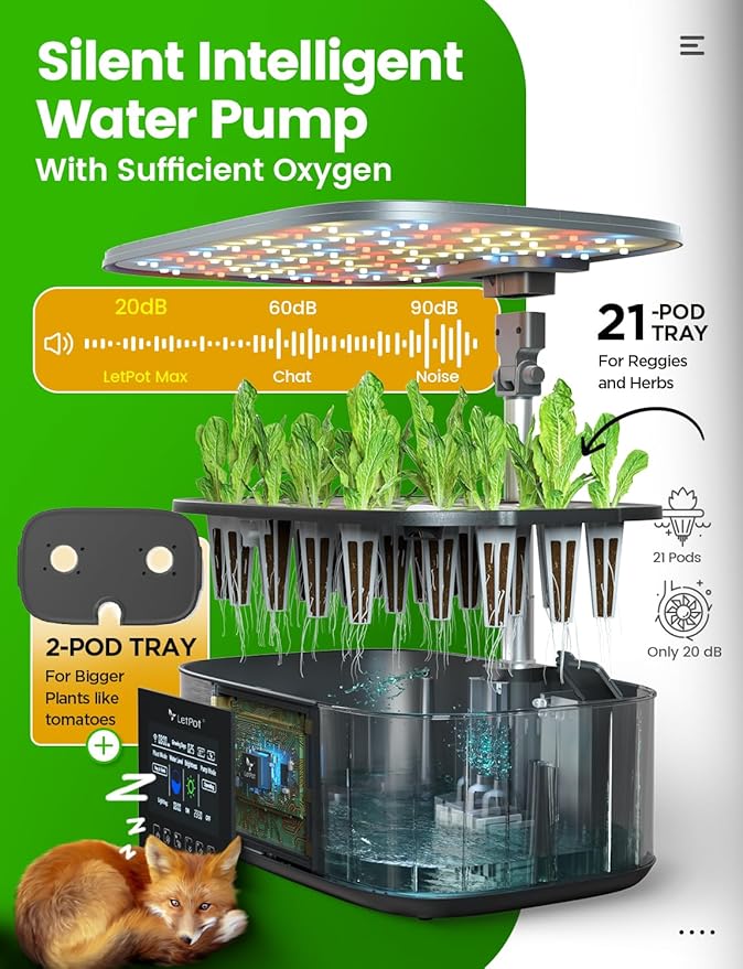 LetPot LPH-Max Hydroponics Growing System Kit, 21 Pods APP & WiFi Automatic - Image 7