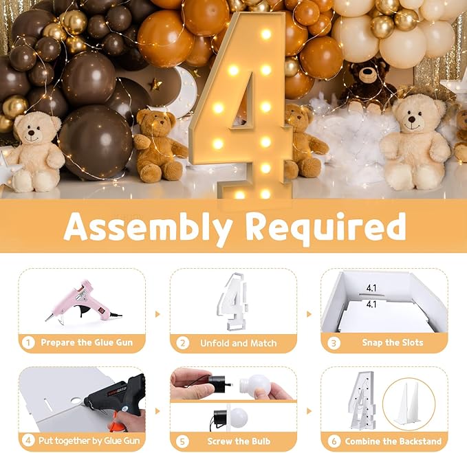 imprsv 4FT Marquee Numbers, DIY Light Up Numbers - Image 3