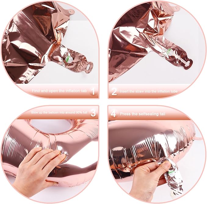 Rose gold 40 Inch 0 Number Balloons, 0 Decorations - Image 3