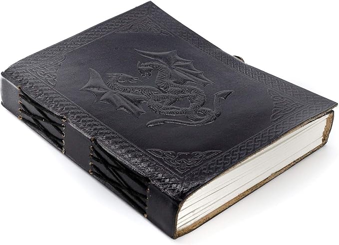 Handmade Leather Double Dragon Journal/Writing Notebook Diary/Bound Daily - Image 7